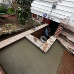Pour cement and built brick steps with stones
