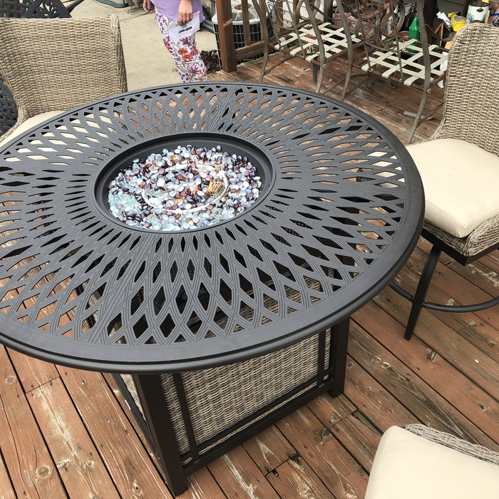 Outdoor patio with fire pit