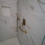 Restroom project tile installation making new