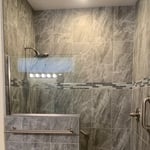 Tub to walk in shower remodel