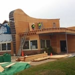 We ripped off partial front of a FRIENDLY’s to frame this carpenter’s dream of curves and angles for a Diner. Framing the esthetics of it was challenging
