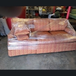 Finished reupholstered sofa
Matched stripes/our fabric