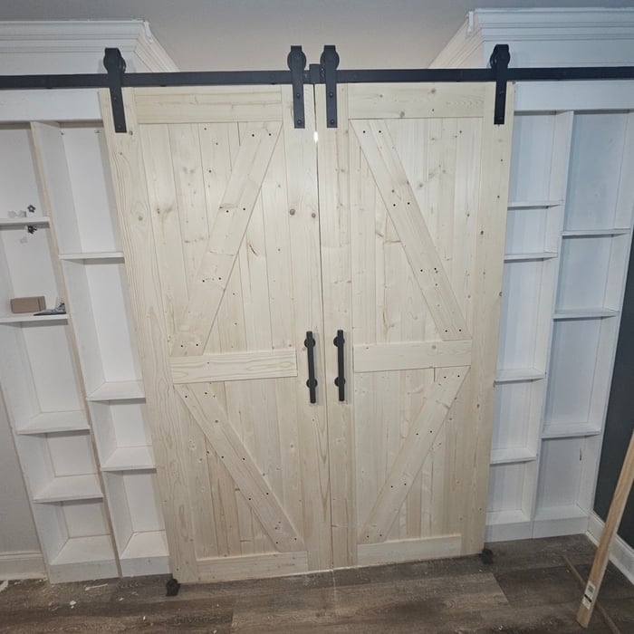 shelves and barn doors