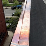 Copper box gutter installed