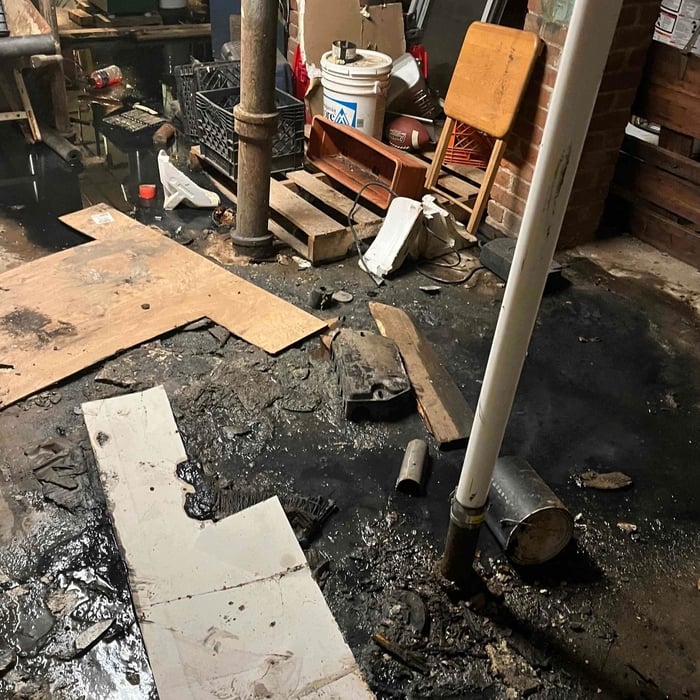 Multifamily basement sewage clean-up