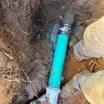replaced section of broken sewer line