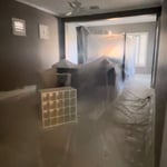 Master bedroom before with dark gray walls
