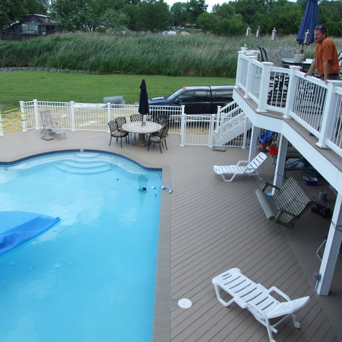 Notice the extremely tight cuts on arc of swimming pool