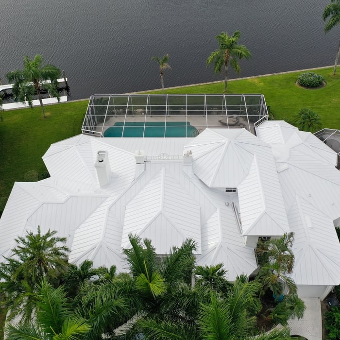 Beautiful complex top down view of roof
