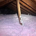 This project was set for R-38 (13.5” minimum) loose fill insulation. Most attics get an extra 1-2” to insure minimum R-value is met.