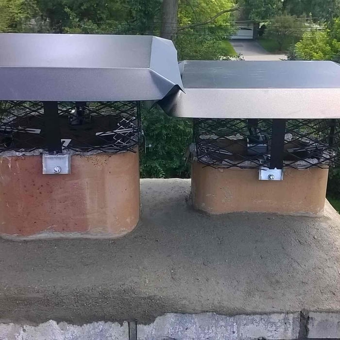Completed cement work. New chimney caps