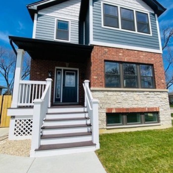 Finished facade for this two story home build by our firm