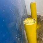 Custom made dumpster bollards.