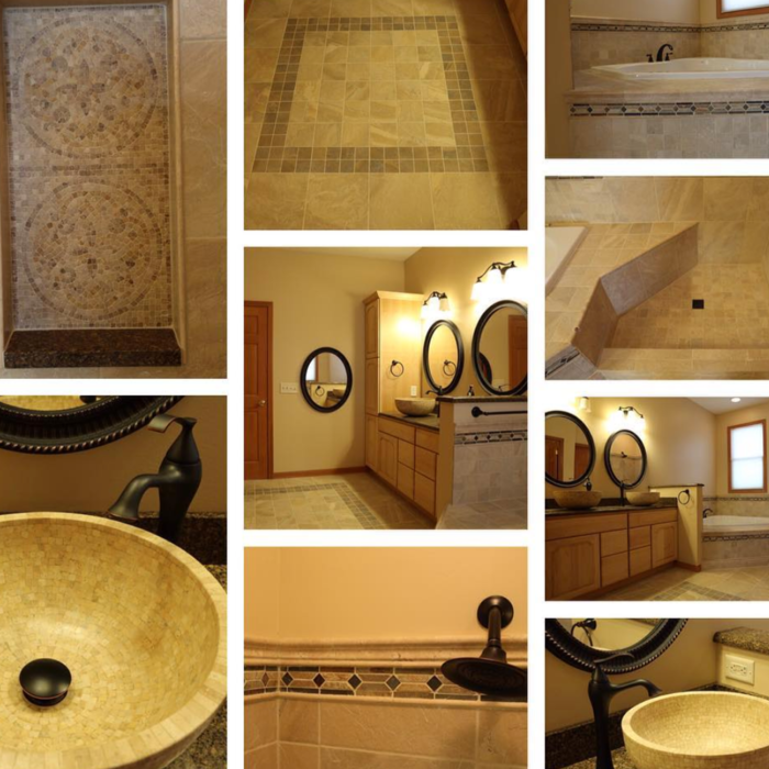 Our technician Brymer put many hours into remodeling this bathroom. It paid off! This bathroom includes lots of intricate and detailed tiling and timeless granite with a jacuzzi tub.