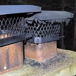 Chimney has excessive creosote built up in chimney and all over cap from excessive wood burning. Recommended she have flies cleaned before a chimney fire occurs
