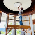 Installing a Delicate Glass Bubble Chandelier