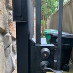 High security MUL-T-LOCK Double sided keyed deadbolt with Passage lever also on the top left key safe with code access