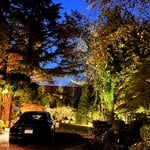 Rear entrance parking and garden