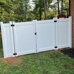 8 foot double drive gate in 6 foot T&G white vinyl.