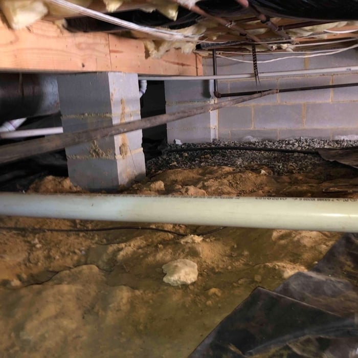 The dirt floor is exposed, which will allow the moisture from the earth to rise uncontested into the crawl space, adding to the increase in relative humidity.