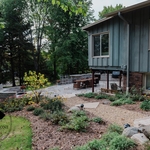 Mendota Heights Backyard Living Area Renovation.
Coming from the front of the house along newly added path towards living area.