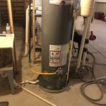 Water heater with new gas flex, drain pan and expansion tank
