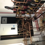 4 zones of radiant heat/ 1 zone of baseboard heat. This unit is also a tankless water heater.