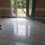 This marble was cover in wax, so we had to strip it before we could polish it.