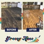 Before and after deck pressure wash