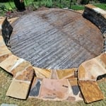 Firepit and sitting wall