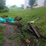 Existing walkway boarder was railroad ties