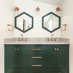 Bathroom remodeling in Arlington, VA with double vanity & corner bathtub