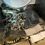 Heat pump dryer machine area partially cleaned