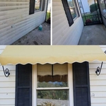 Before & After pressure washing the catio!
Also installed a Charleston style awning !