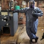 installing a boiler refractory blanket, and cleaning inside of boiler