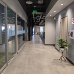 Hallway with open plenum and ducting