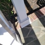 Clean paver, put sand for joint pavers and replace trim molding bottom post porch