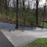Landscape fabric laid down before we added the river rock