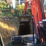 Excavating sewer lateral for repair. Trust the process.
