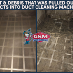 Dust and debris from ductwork pulled into the duct cleaning machine