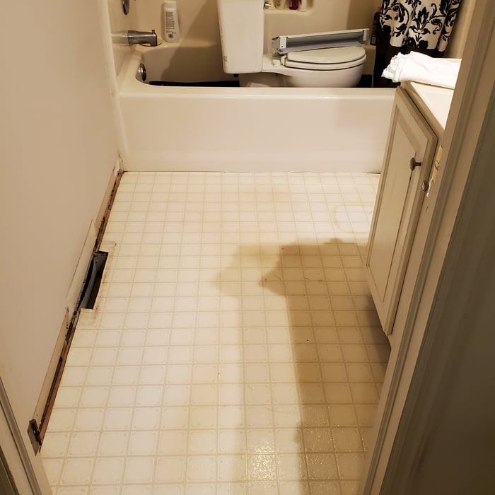 Bathroom Floor before new flooring was installed