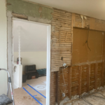 opening wall from kitchen to living room.