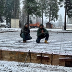 Barn slab set up in the snow