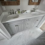 Custom double vanity with inset doors.