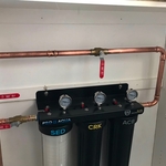 CUSTOMER SUPPLIED WATER FILTRATION 3 STAGE UNIT WITH BYPASS VALVES.