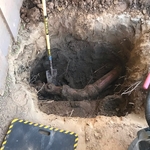 EXISTING SEWER LINE BEFORE CLEAN OUT INSTALLATION.