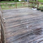 Deck before pressure washing and staining.