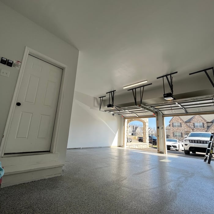 Finished painted drywall in garage
