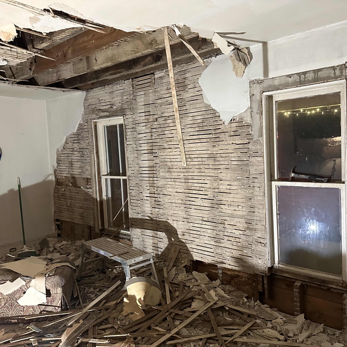 The old plaster and lathe getting torn out