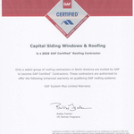 2025 GAF Certified Roofing Contractor